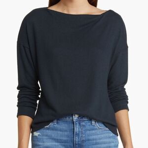 NWT - CASLON - Boat Neck Long Sleeve Top Black Size Medium